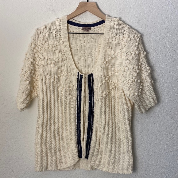H&M short sleeve ivory hook and eye machine washable cardigan size 14 - Picture 1 of 8